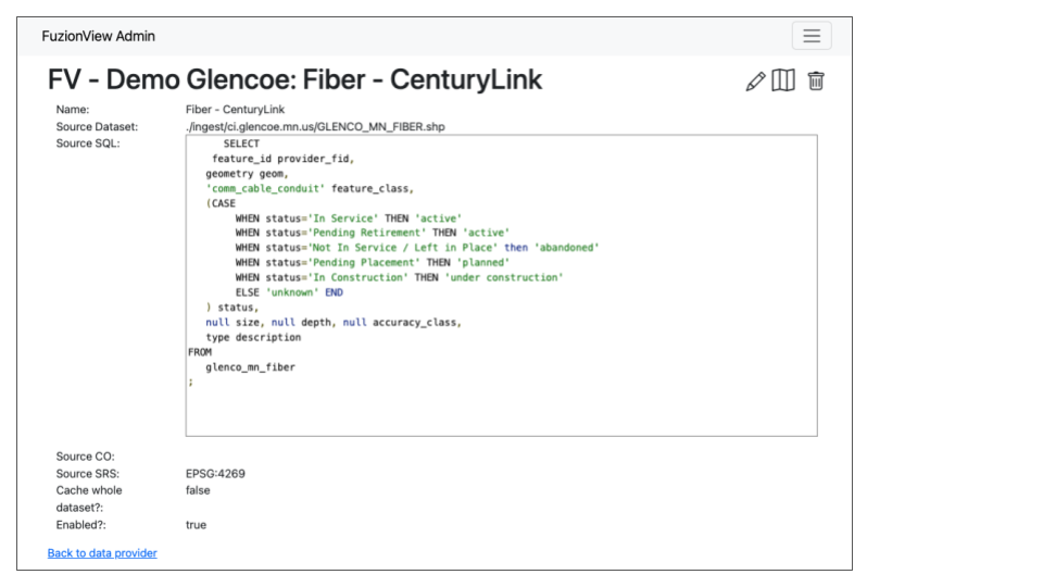 Example file upload connection configuration